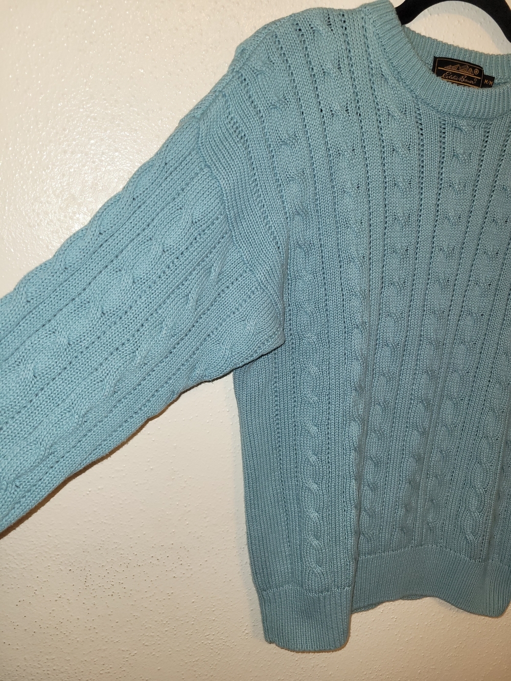 Eddie Bauer Vintage 100% Cotton Cable Knit Crewneck Sweater Mens Medium - Picture 4 of 6